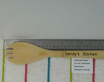 Wood Spork Utensil Noodles Rice Cook Party Favor Heart Bamboo Personalize Kitchen Staff Host Hostess Thank You Gift