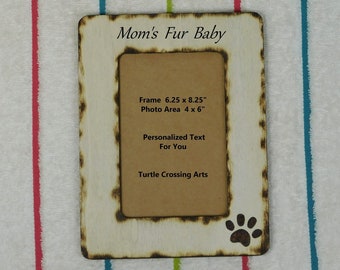 Fur Baby Pet Dog Cat Personalized Wood Picture Frame, Gift 4X6 Custom Engrave, Photo Frame under 20 dollar