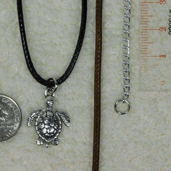 Turtle Necklace Choker Sea Turtle Charm Nickel Free Silver Beach Gift Nautical 14 16-30" xL xxxL, Plus Size, under 20 dollars