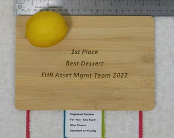 6x8.75 Baking Award, Dessert Contest, Bake Off Trophy, Cutting Board, Custom Prize, Pie Cookie Cake Pastry Personalize Wood burn Engrave