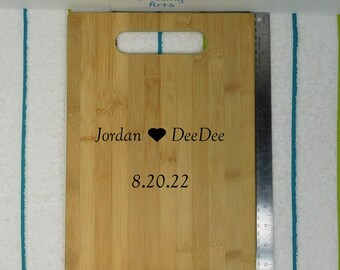 13x9 Personal Name Serving board Cutting Board Couples Gift Bamboo Wood Engrave Custom Wedding Anniversary New Home BBQ Grill, 30 dollars