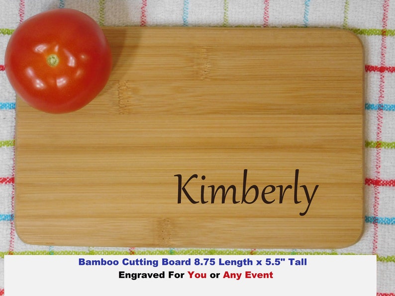 under 10 dollar Cutting Board Engraved Name Thank You Gift Hostess Host Shower Personalized Small Kitchen Bar Bamboo House warming New home