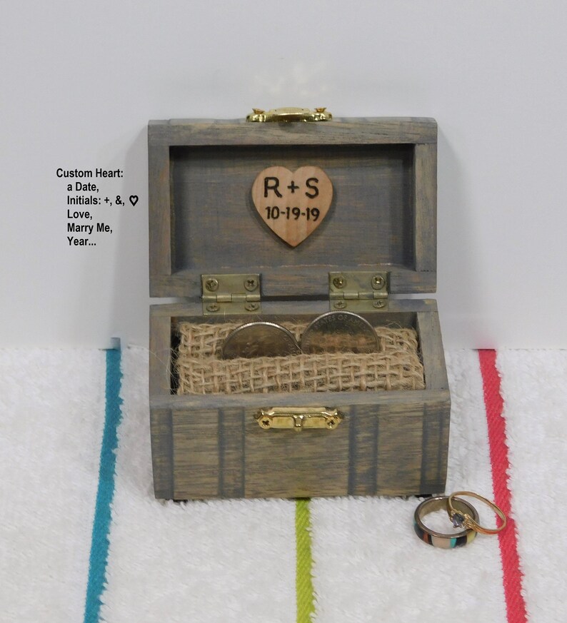 Small Wood Treasure Chest Wedding Ring Box Nautical Custom Etsy
