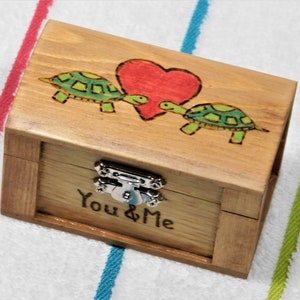 Turtles In Love, Wedding Ring Box, Jewelry Box, Ring Bearer Box Personalized, Turtle Crossing Arts image 6