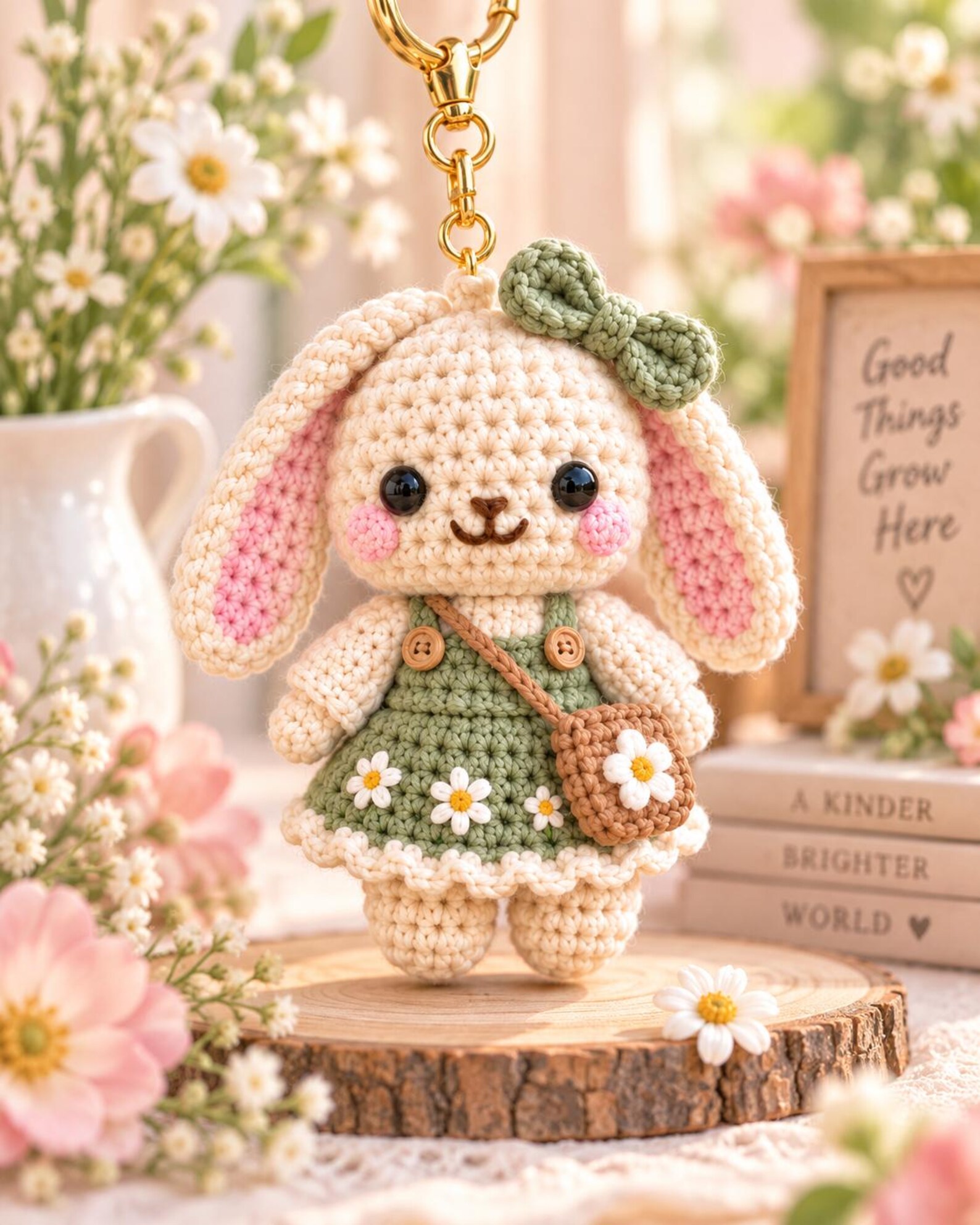 Bunny Blossom Amigurumi Crochet Pattern, Floral Rabbit Keychain ...