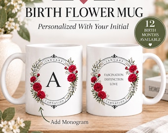 Personalized Birth Flower Mug, Gifts for Her, Bridesmaid Proposal Gift, Mother's Day Gift, Birthday Present, Custom Mug Coffee Cup