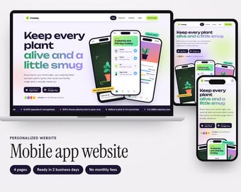 Personalized Mobile App Launch Website, Multi-Page Site with Phone Mockups and Press Kit