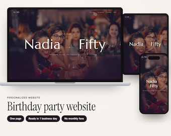 Personalized Milestone Birthday Website with RSVP, Elegant 50th Birthday Party One-Page Design