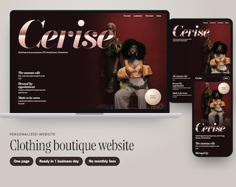 Personalized Clothing Boutique Website, Editorial One-Page Design with New Arrivals, Shop Links and Styling Booking