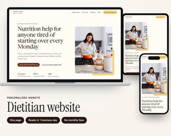 Personalized Dietitian Website Design, One-Page Nutritionist Site with Hunger Check and Intro Call Booking