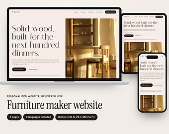 Custom Furniture Maker Website, Table Builder, Live Price, Lead Time and Showrooms, Five Pages