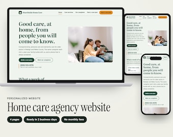 Personalized Home Care Agency Website, Senior Nurse Site with Control Plan Builder and Estimate