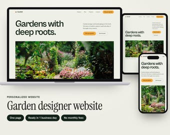 Personalized Garden Designer Website, One-Page Landscaping Site with Four Seasons Photos, Garden Plan Builder