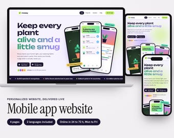 Personalized Mobile App Launch Website, Multi-Page Site with Phone Mockups and Press Kit