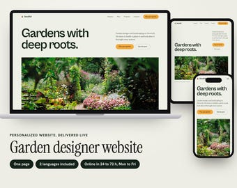 Personalized Garden Designer Website, One-Page Landscaping Site with Four Seasons Photos, Garden Plan Builder