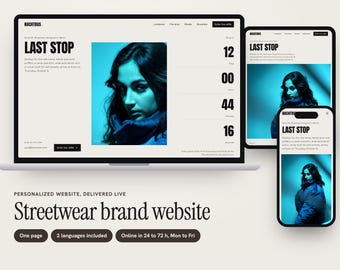 Custom Streetwear Brand Website with Drop Countdown, Raffle and Lookbook, Bold One-Page Design