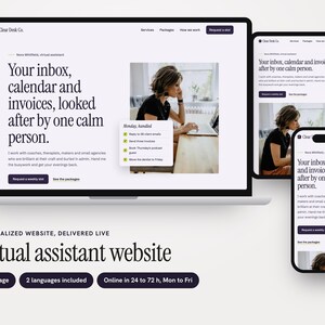Personalized Virtual Assistant Website with Packages and Weekly Availability Request, Freelancer One-Page
