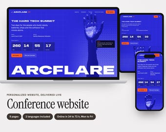 Custom Conference Website with Agenda Planner, Speakers and Ticket Countdown, 5 Pages