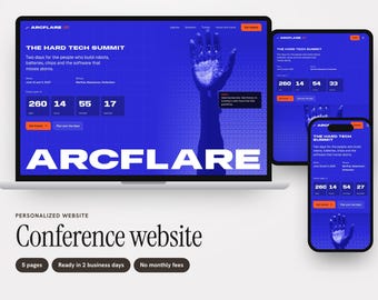 Custom Conference Website with Agenda Planner, Speakers and Ticket Countdown, 5 Pages
