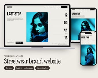 Custom Streetwear Brand Website with Drop Countdown, Raffle and Lookbook, Bold One-Page Design