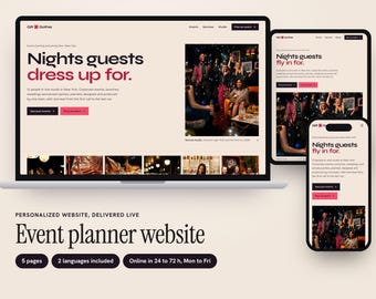 Custom Event Planner Website with Past Events, Services and Event Brief Builder, 5 Pages