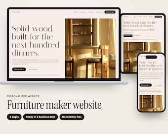 Custom Furniture Maker Website, Table Builder, Live Price, Lead Time and Showrooms, Five Pages