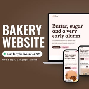 Personalized Bakery Website with Cake Builder and Pastry Pre-Order, Pastel Patisserie 4-Page Design