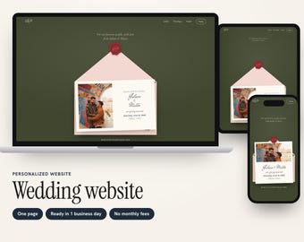 Personalized Wedding Website with RSVP and Countdown, Love Letter Envelope Design for Any Couple