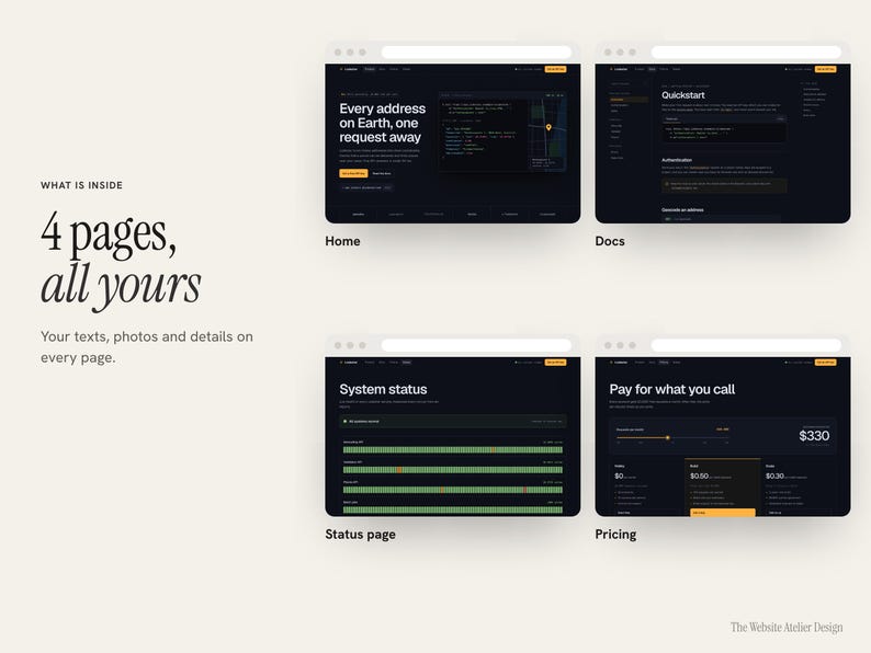 Personalized Developer API Website, Multi-Page Site with Docs, Status and Pricing Pages image 3