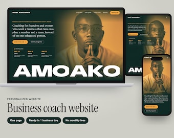 Custom Business Coach Website, Discovery Call Form, Coaching Programs and Free Guide, One-Page Design