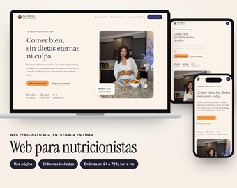Personalized Spanish Language Website for Nutritionists and Dietitians, Warm One-Page Design, Free Call Request
