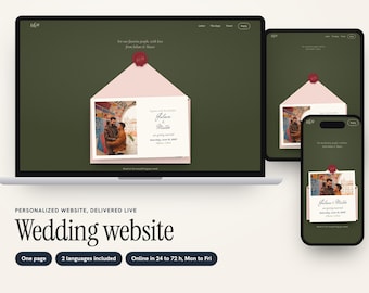 Personalized Wedding Website with RSVP and Countdown, Love Letter Envelope Design for Any Couple