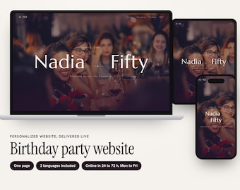 Personalized Milestone Birthday Website with RSVP, Elegant 50th Birthday Party One-Page Design