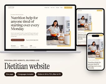 Personalized Dietitian Website Design, One-Page Nutritionist Site with Hunger Check and Intro Call Booking