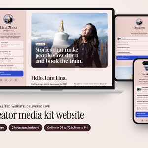 Enlace personalizado en la biografía del sitio web y kit de prensa para creadores de contenido, tarifas y formulario de colaboración.