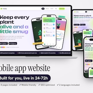 Site personalizado para lançamento de aplicativo móvel, site com várias páginas, mockups para celular e kit de imprensa.