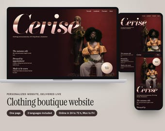 Personalized Clothing Boutique Website, Editorial One-Page Design with New Arrivals, Shop Links and Styling Booking