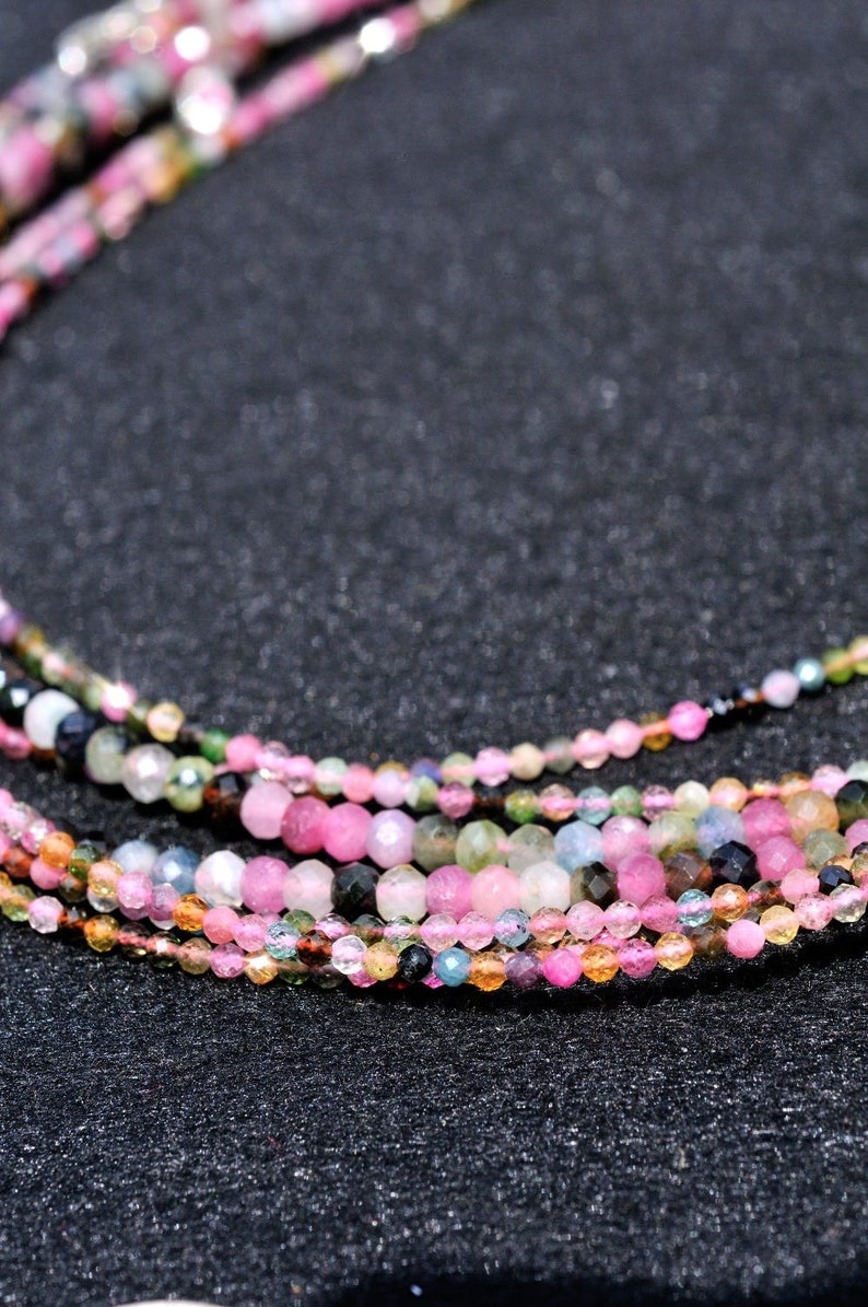 Colorful AAA Tourmaline Bead Necklace kbdesignsetc AAA Faceted Natural Tourmaline Bead Necklace Tourmaline Necklace