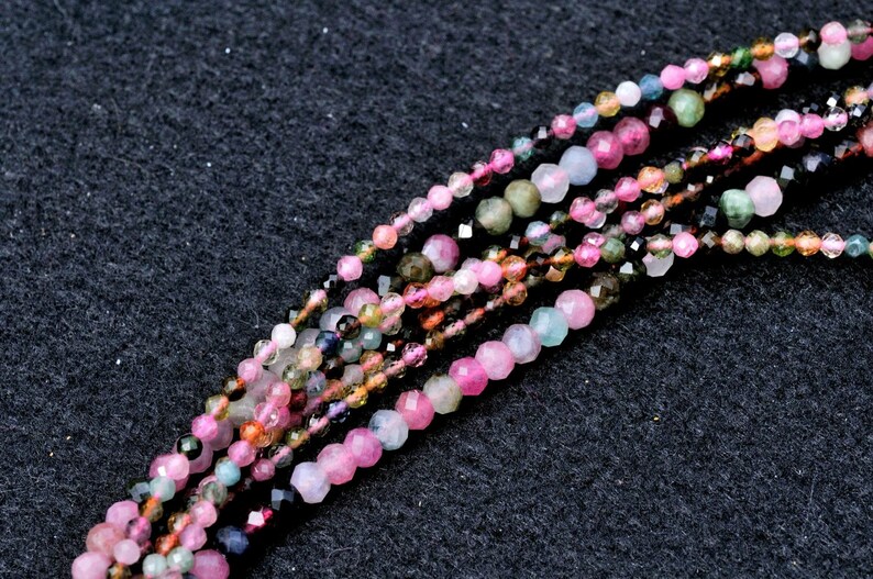 Colorful AAA Tourmaline Bead Necklace  kbdesignsetc AAA Faceted Natural Tourmaline Bead Necklace Tourmaline Necklace