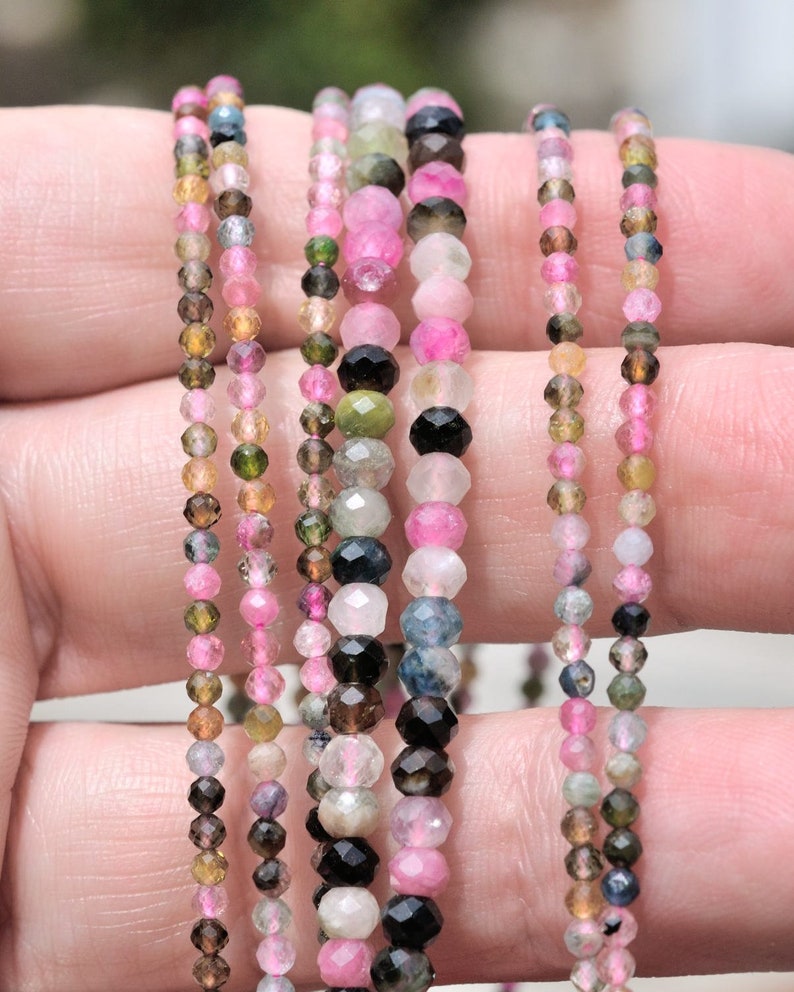 Colorful AAA Tourmaline Bead Necklace kbdesignsetc AAA Faceted Natural Tourmaline Bead Necklace Tourmaline Necklace