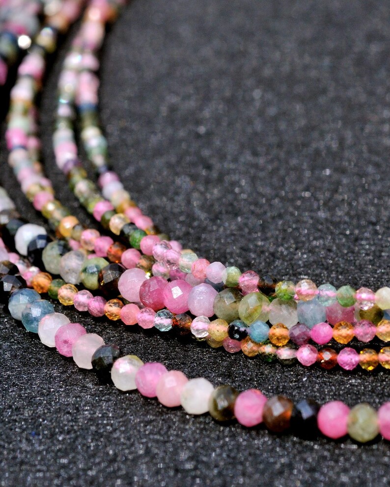 Colorful AAA Tourmaline Bead Necklace kbdesignsetc AAA Faceted Natural Tourmaline Bead Necklace Tourmaline Necklace