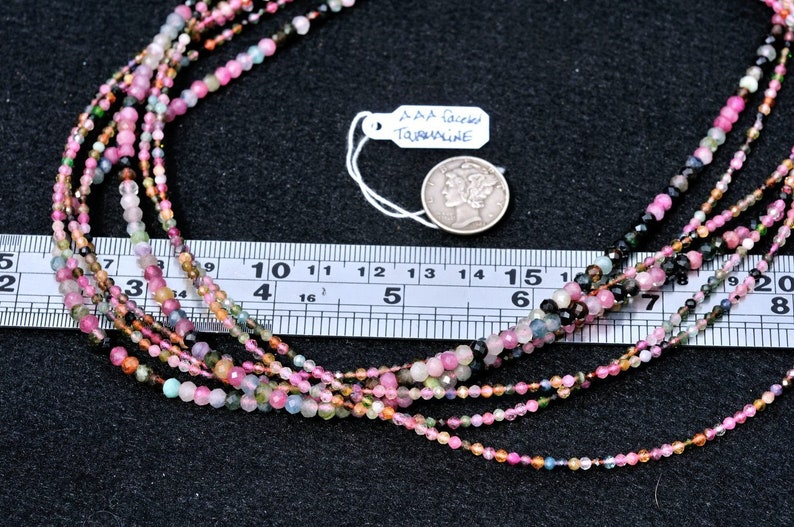 Colorful AAA Tourmaline Bead Necklace kbdesignsetc AAA Faceted Natural Tourmaline Bead Necklace Tourmaline Necklace