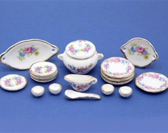 1/12th Doll house miniature china dinner set for 4 tiny people