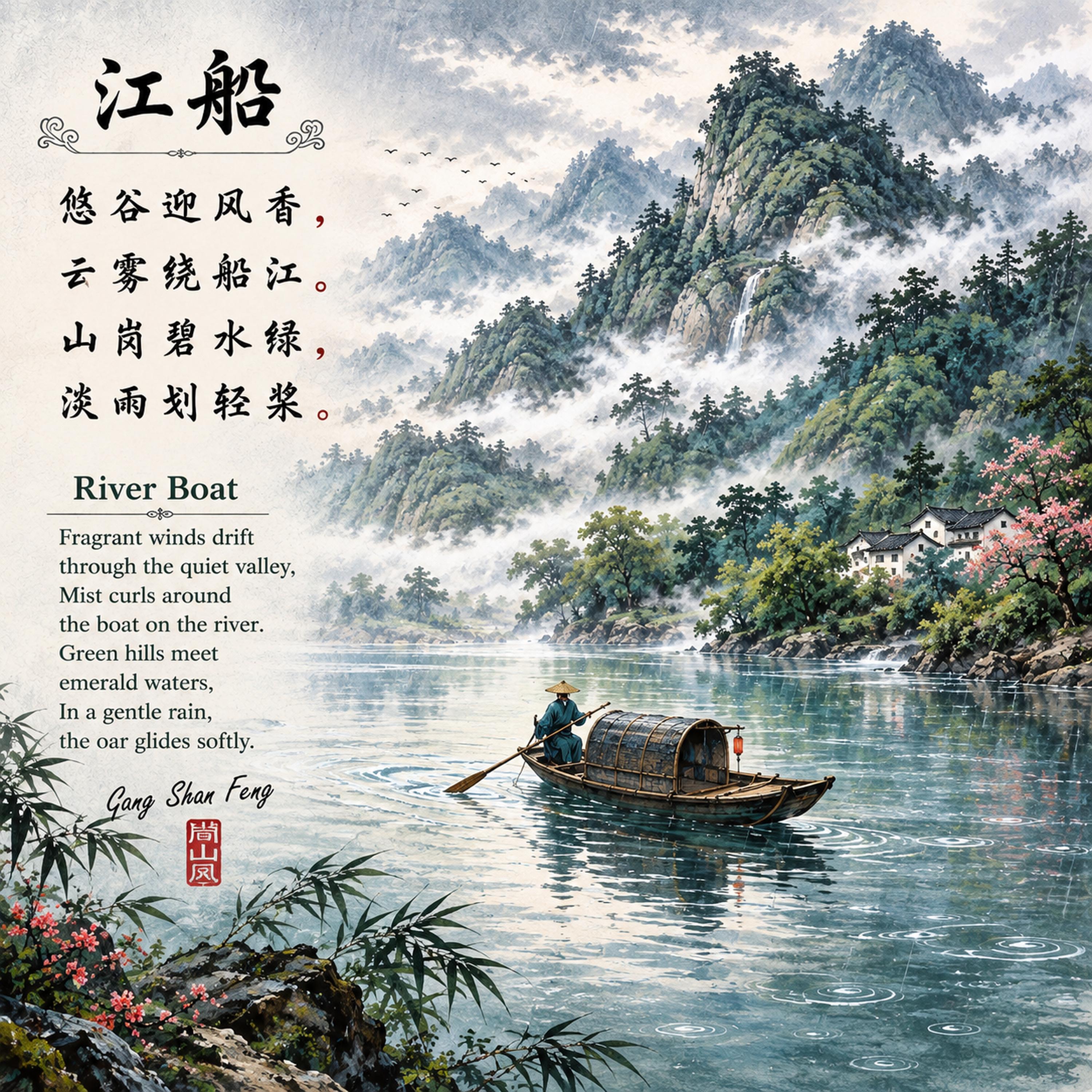 Chinese Fishing Boat Painting - Etsy