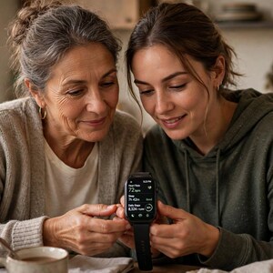 Puede incluir: Un reloj inteligente negro con pantalla rectangular que muestra métricas de salud, incluyendo una frecuencia cardíaca de 72 lpm, 7 horas y 42 minutos de sueño y 8,324 pasos diarios de una meta de 10,000, con una interfaz digital con iconos.
