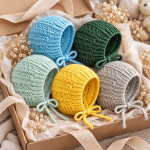 Textured Baby Bonnet Crochet Pattern PDF | Ribbed Tie Hat for Babies & Toddlers | 5 Sizes, 0–3 Months to 3–5 Years