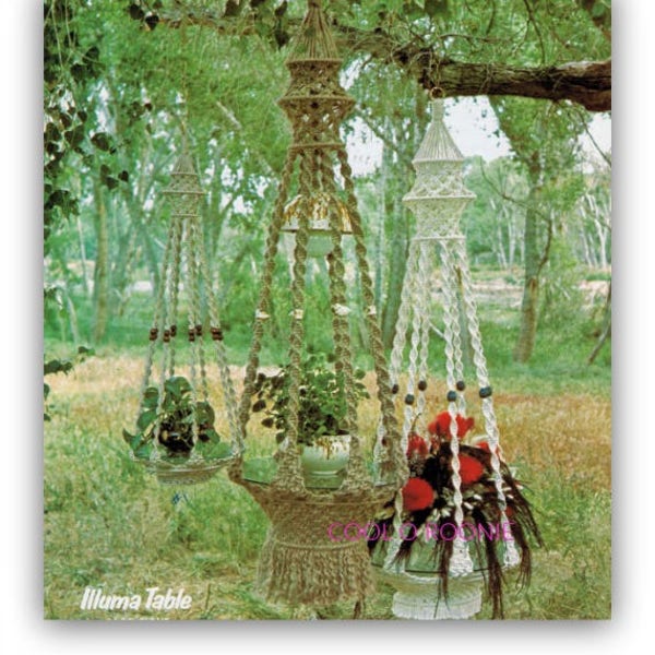 Macrame Hanging Table Pattern - Home Decor Macrame - Patio Decor Vintage 1970's Macrame PDF Pattern