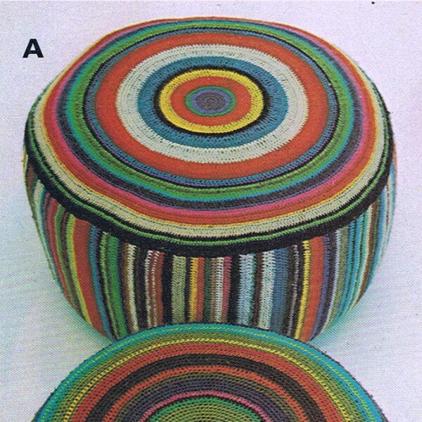 PDF Crochet Pattern Instant Download Floor Cushion Crochet Pattern  Boho 1970's Home Decor Crochet Footstool