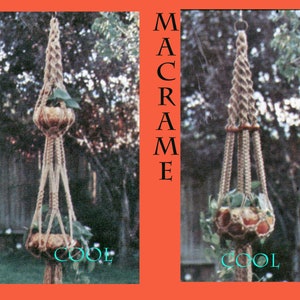 Macrame Plant Hanger Patterns - Vintage 70's DIY Macrame Pattern - Boho Pot Holder PDF Macrame Pattern