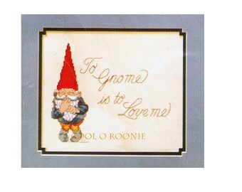 Vintage Cross Stitch Pattern - Gnome Counted Cross Stitch Pattern - Cross Stitch PDF Pattern To Gnome Me is To Love Me